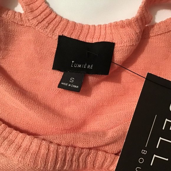 Lumiere Womens Cold Shoulder Peach Top Small Long Sleeve NWT - Picture 6 of 8